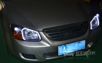 起亚赛拉图 大灯改装棉光光导双色泪眼