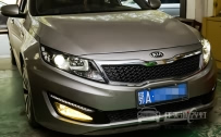 起亚K5 车灯改装原厂小糸Q5双光透镜、全新飞利浦XV氙气灯泡、小糸D1S安定器