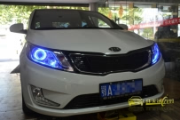 起亚K2改装奥迪Q5双光透镜,6000K雪莱特氙气灯泡,光普安定器,K2改灯