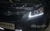 雪弗兰科鲁兹 大灯改装水晶流光泪眼
