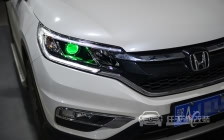 本田CRV 车灯改装升级任天诚定定制黄金双光透镜、飞利浦XV D1S氙气灯泡、绿色恶魔眼、