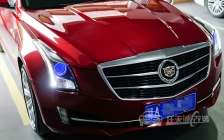 凯迪拉克ATSL车灯改装欧标Q5双光透镜、欧司朗 D1S 灯泡、蓝色恶魔眼、专用泪眼日行灯