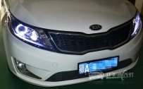 起亚K2 车灯改装Q5原装小糸双光透镜、全新飞利浦D1S灯泡、博世安定器、光导天使眼