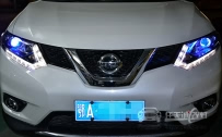 日产新奇骏 大灯改装小糸原厂Q5透镜、全新欧司朗D1S灯泡、松下安定器、蓝色恶魔眼