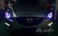 马自达CX-5 车灯改装奥迪Q5小糸双光透镜、全新飞利浦D1S氙气灯泡、蓝色光导天使眼