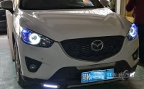马自达CX-5 大灯改装新款欧标Q5透镜、欧司朗D3S氙气灯泡、奥迪华科安定器、光导天使眼