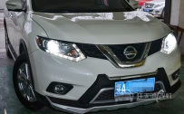 日产新奇骏 大灯改装德国海拉5双光透镜、飞利浦XV 4800K D1S氙气灯泡、松下安定器