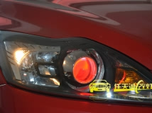 福特09款福克斯 改奥迪Q5透镜 欧司朗D3S灯泡 奥迪安定器 红色恶魔眼