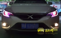 丰田锐志 大灯改装红色仿宝马款光导天使眼