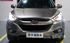 现代ix35车灯改装 顶级米石M2酷动版转向辅助LED双光透镜