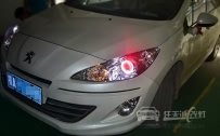 标致408 车灯改装Q5小糸双光透镜、全新飞利浦D1S氙气灯泡、光导天使眼、恶魔眼