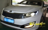 起亚K5 车灯改装奥迪Q5小糸双光透镜、进口全新飞利浦D1S氙气灯泡、法雷奥D1S安定器