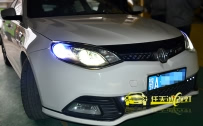 MG6 大灯改装4透镜 近光Q5原装透镜、欧司朗D3S灯泡、远光金刚Q5双光透镜、光导天使眼