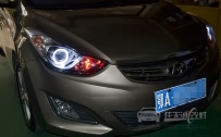 现代朗动 车灯改装Q5原厂小糸双光透镜、商包飞利浦D1S灯泡、博世安定器、光导天使眼