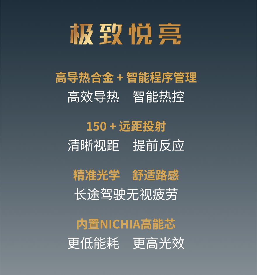 高效散热 150+远距投射 舒适路感 NICHIA高能芯