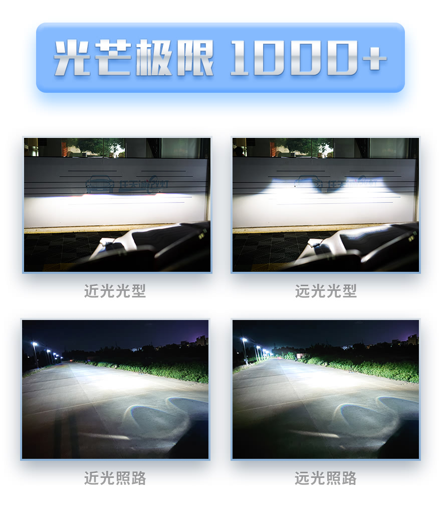 米石二代激光透镜近远光光型 照路效果